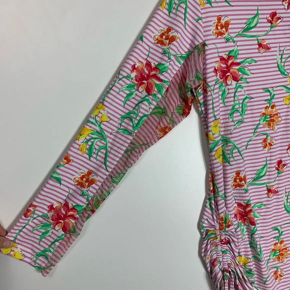 IBKUL Womens Top Large 1/4 Zip UPF Long Sleeve Pink Floral Mesh Golf Pickleball - Picture 8 of 14